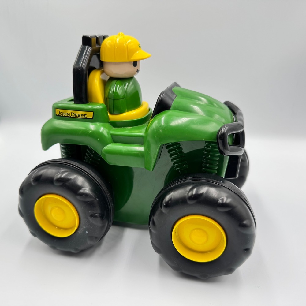 ERTL John Deere Push & Go Tractor Farmer Toddler Toy Green Yellow